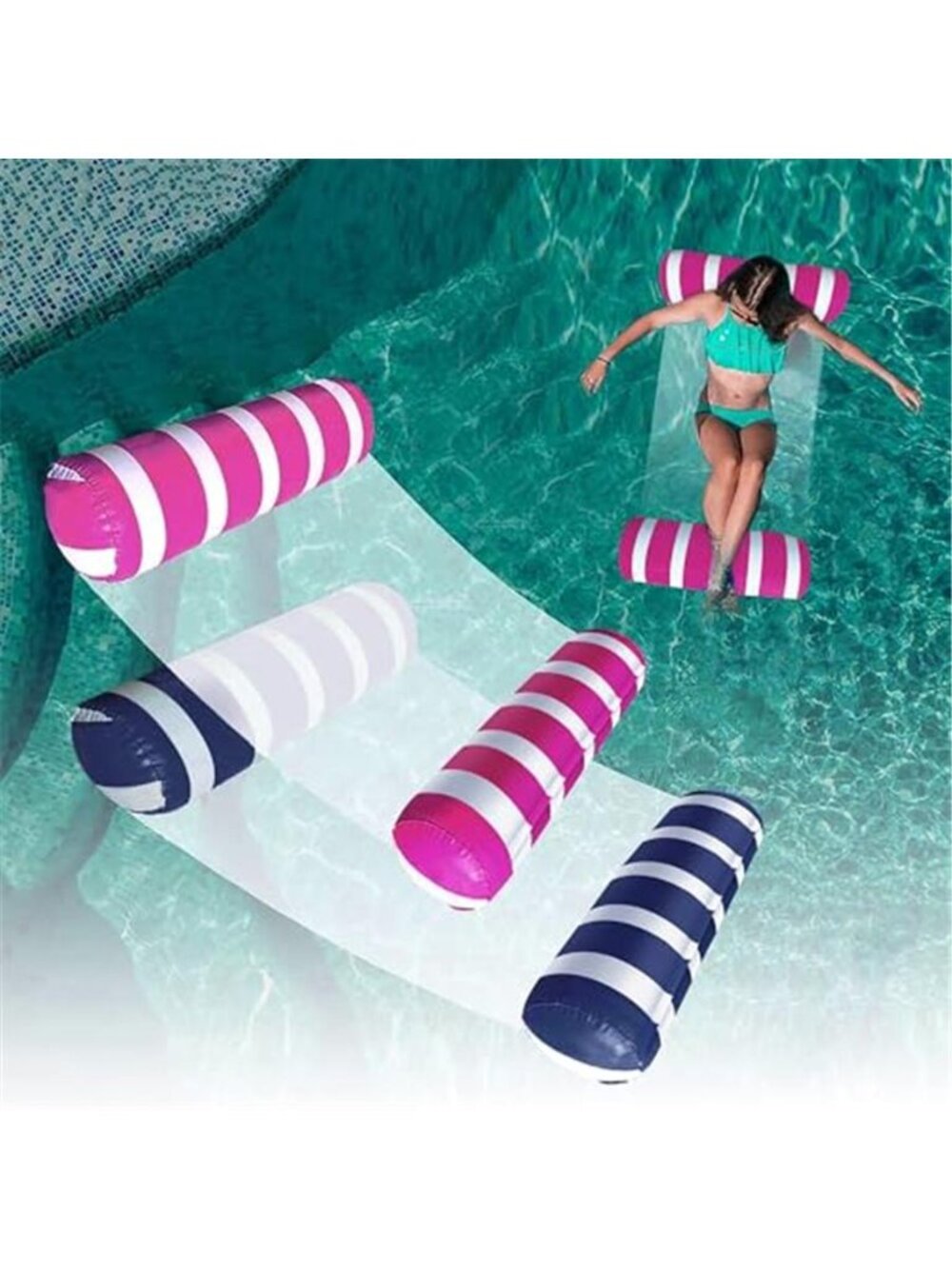 2 Pack Inflatable Pool Float Hammock Lounge Chair Saddle Water Float Adult